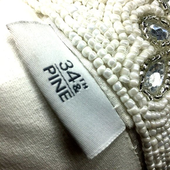 34th & Pine Christmas Silver Snowflake Beaded Throw Pillow Decor 16" Holiday NEW - Picture 9 of 10